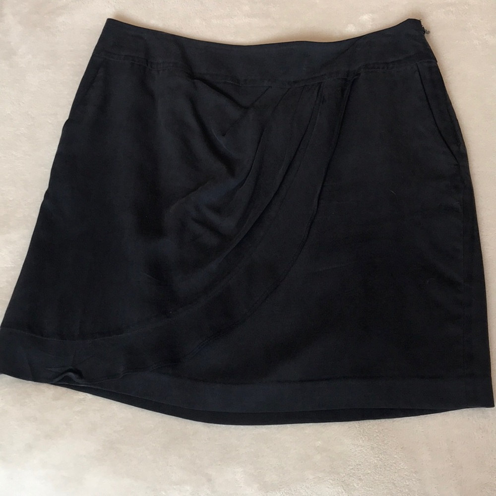 Ann Taylor LOFT petites navy silk skirt 6p